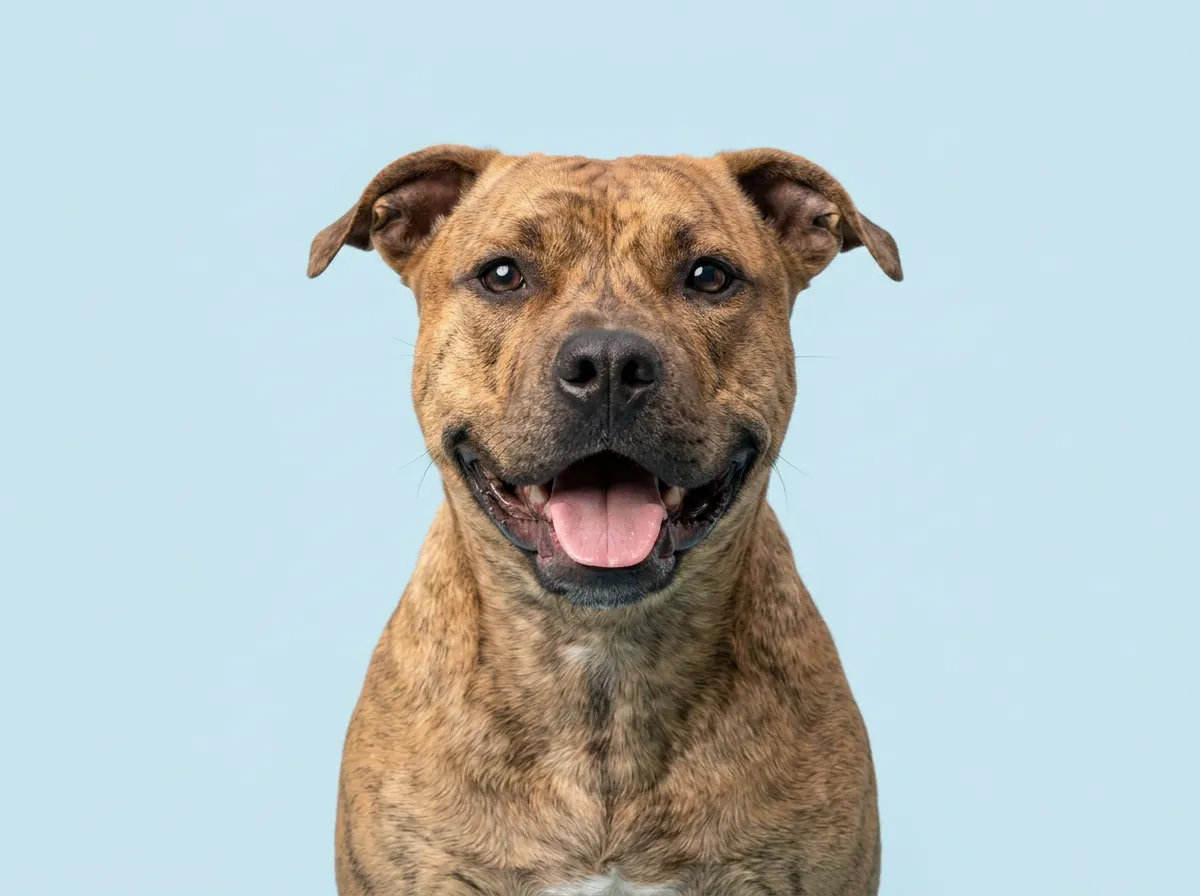 Pogodny, zdrowy amstaff w zbliżeniu