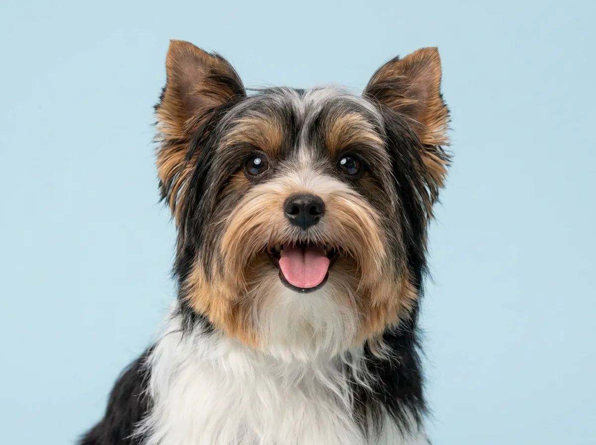 Pogodny, zdrowy biewer terrier w zbliżeniu