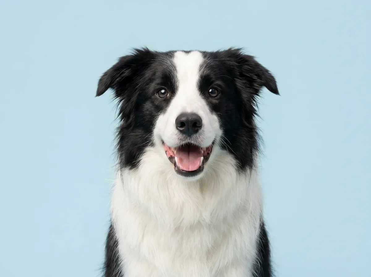 Pogodny, zdrowy border collie w zbliżeniu