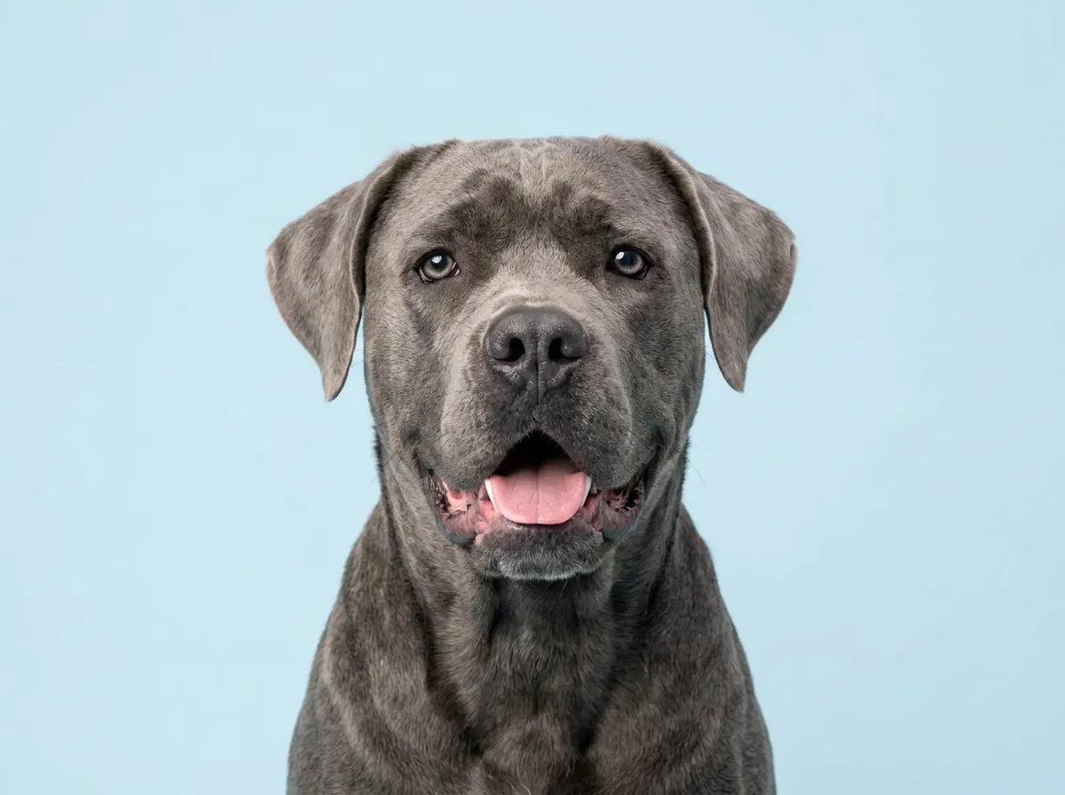 Pogodny, zdrowy cane corso w zbliżeniu