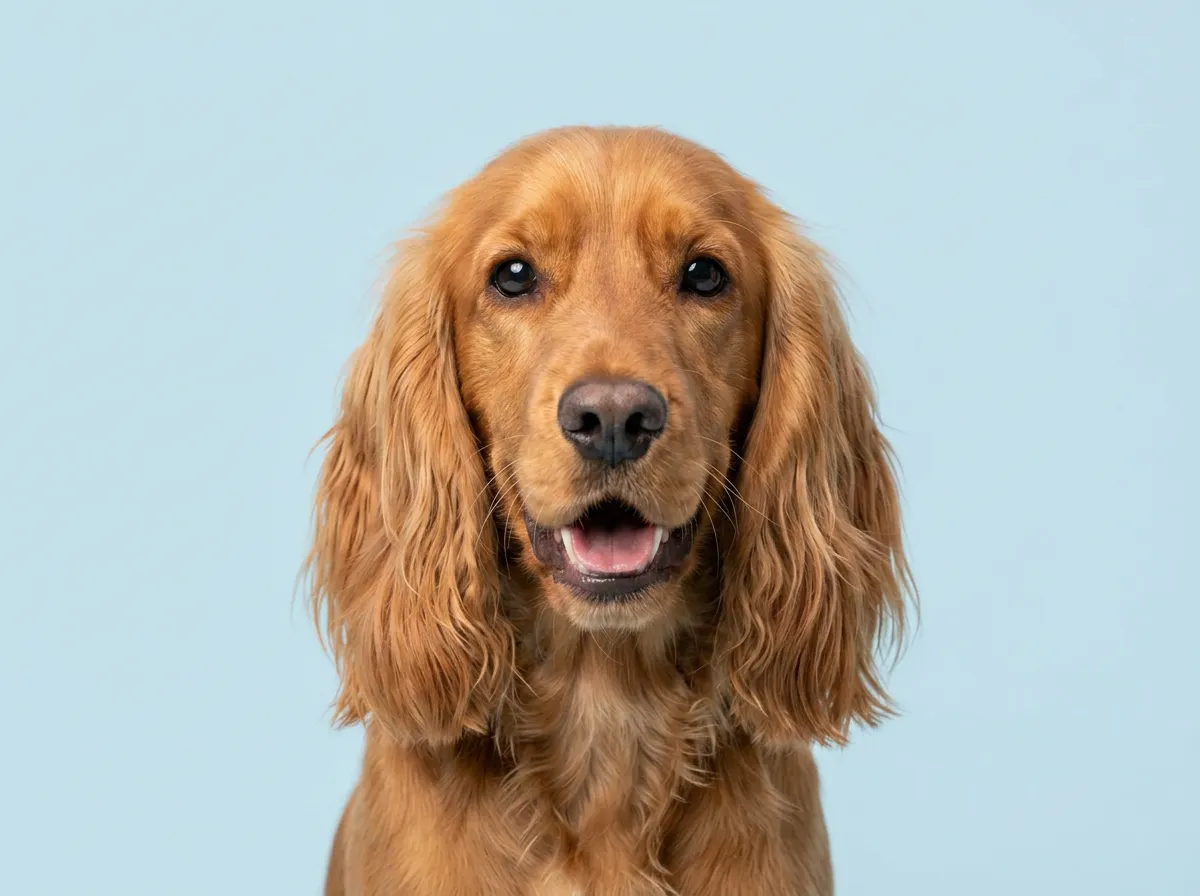 Pogodny, zdrowy cocker spaniel w zbliżeniu