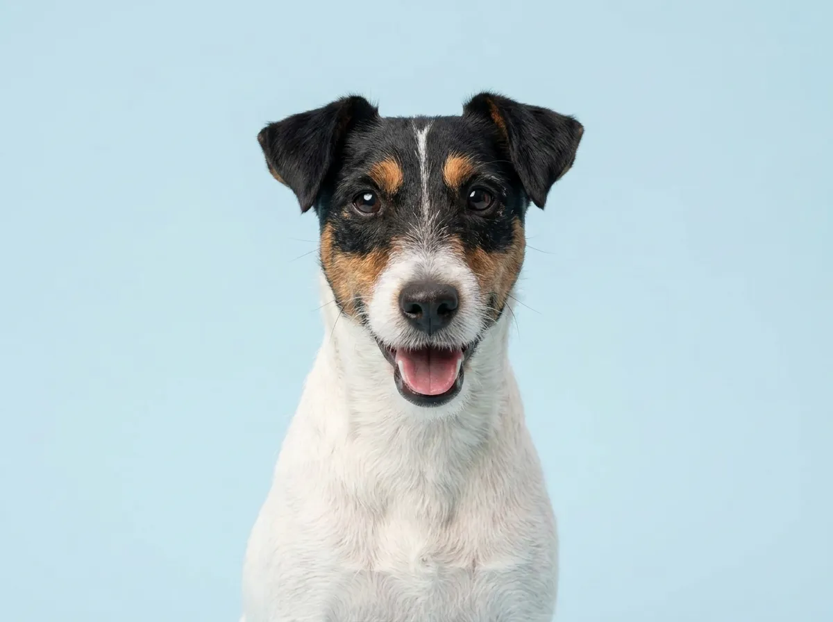 Pogodny, zdrowy fox terrier w zbliżeniu