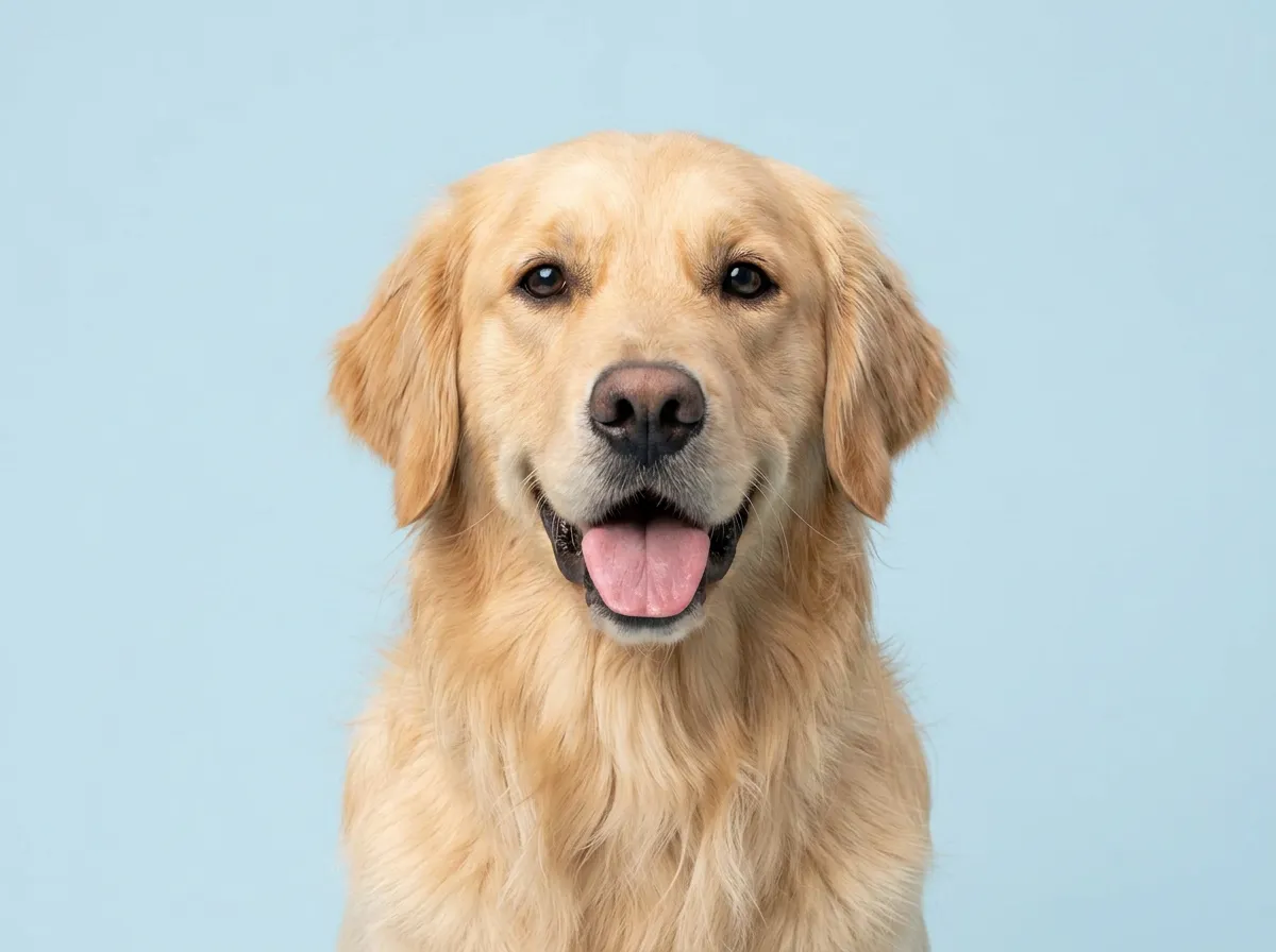Pogodny, zdrowy golden retriever w zbliżeniu