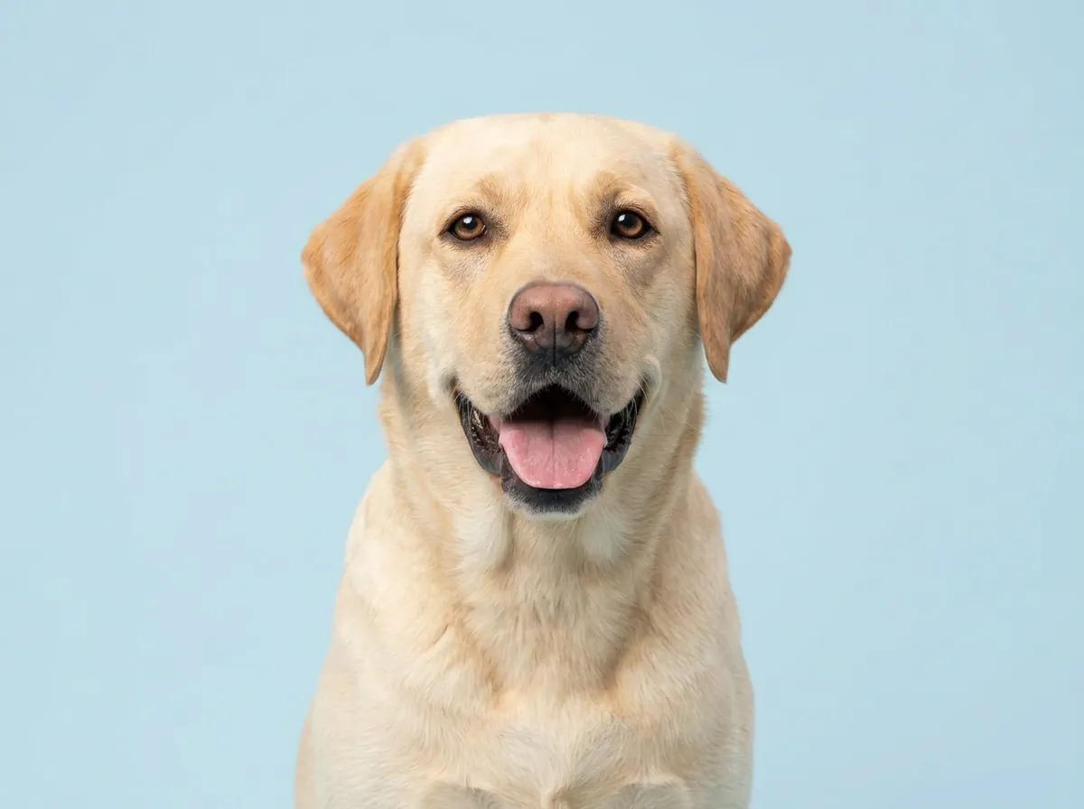 Pogodny, zdrowy labrador retriever w zbliżeniu