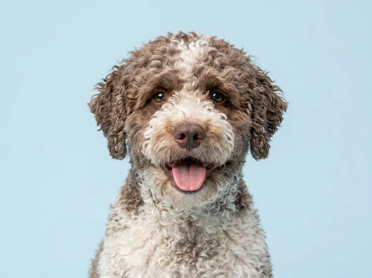 Pogodny, zdrowy lagotto romagnolo w zbliżeniu