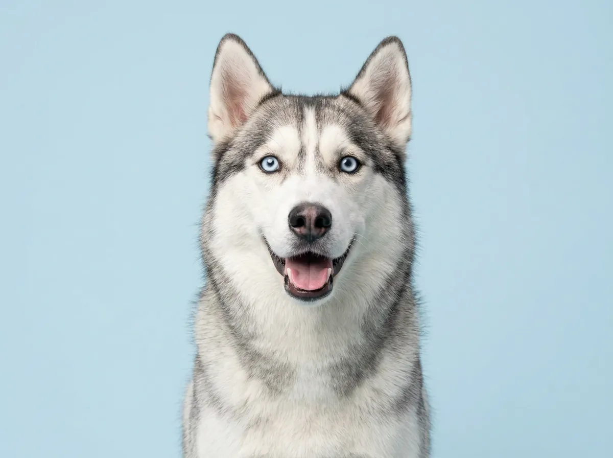 Pogodny, zdrowy siberian husky w zbliżeniu