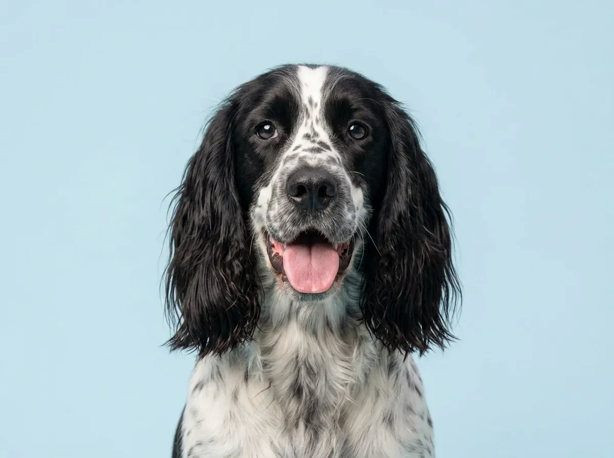Pogodny, zdrowy springer spaniel angielski w zbliżeniu