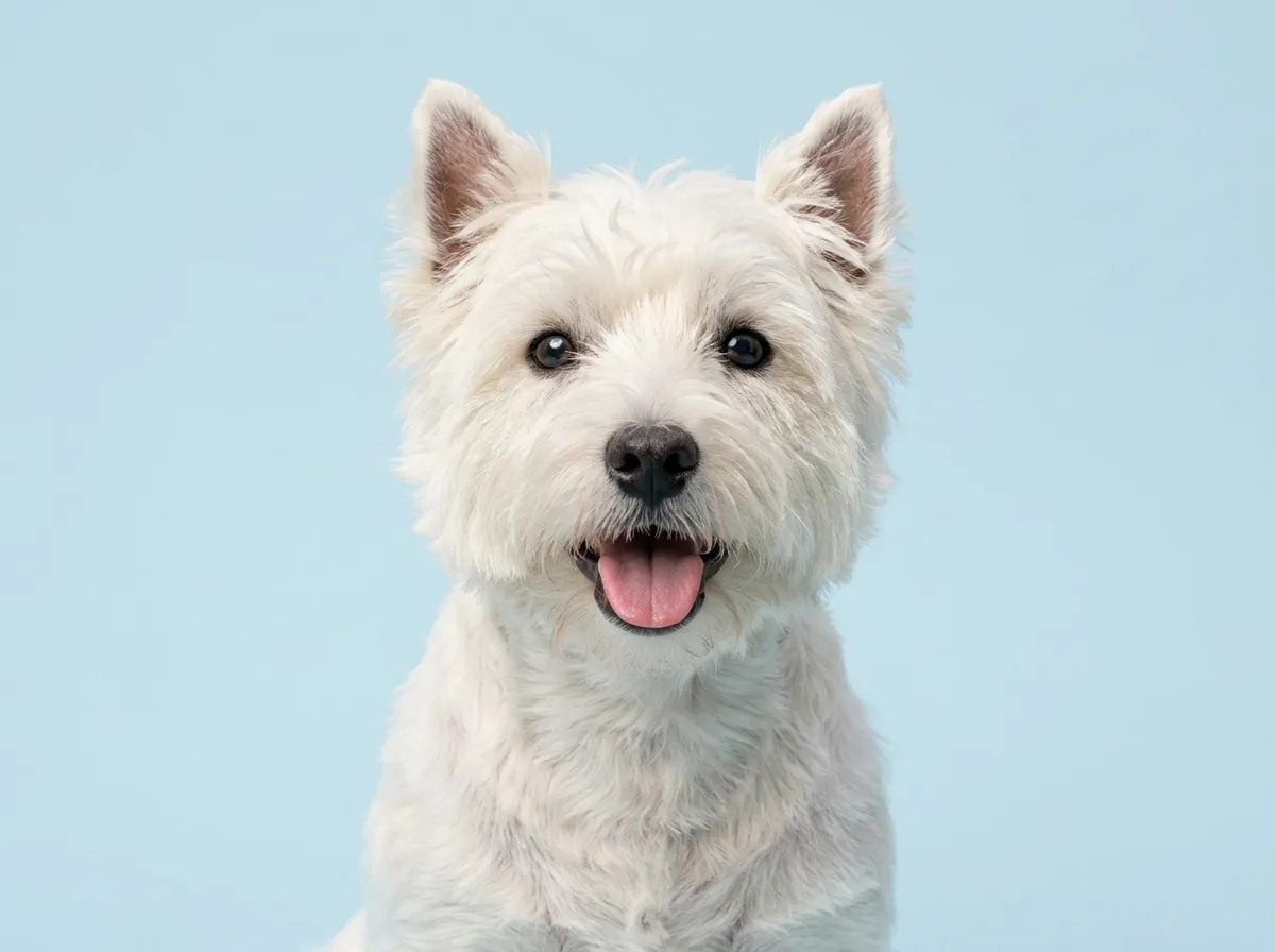 Pogodny, zdrowy west highland white terrier w zbliżeniu