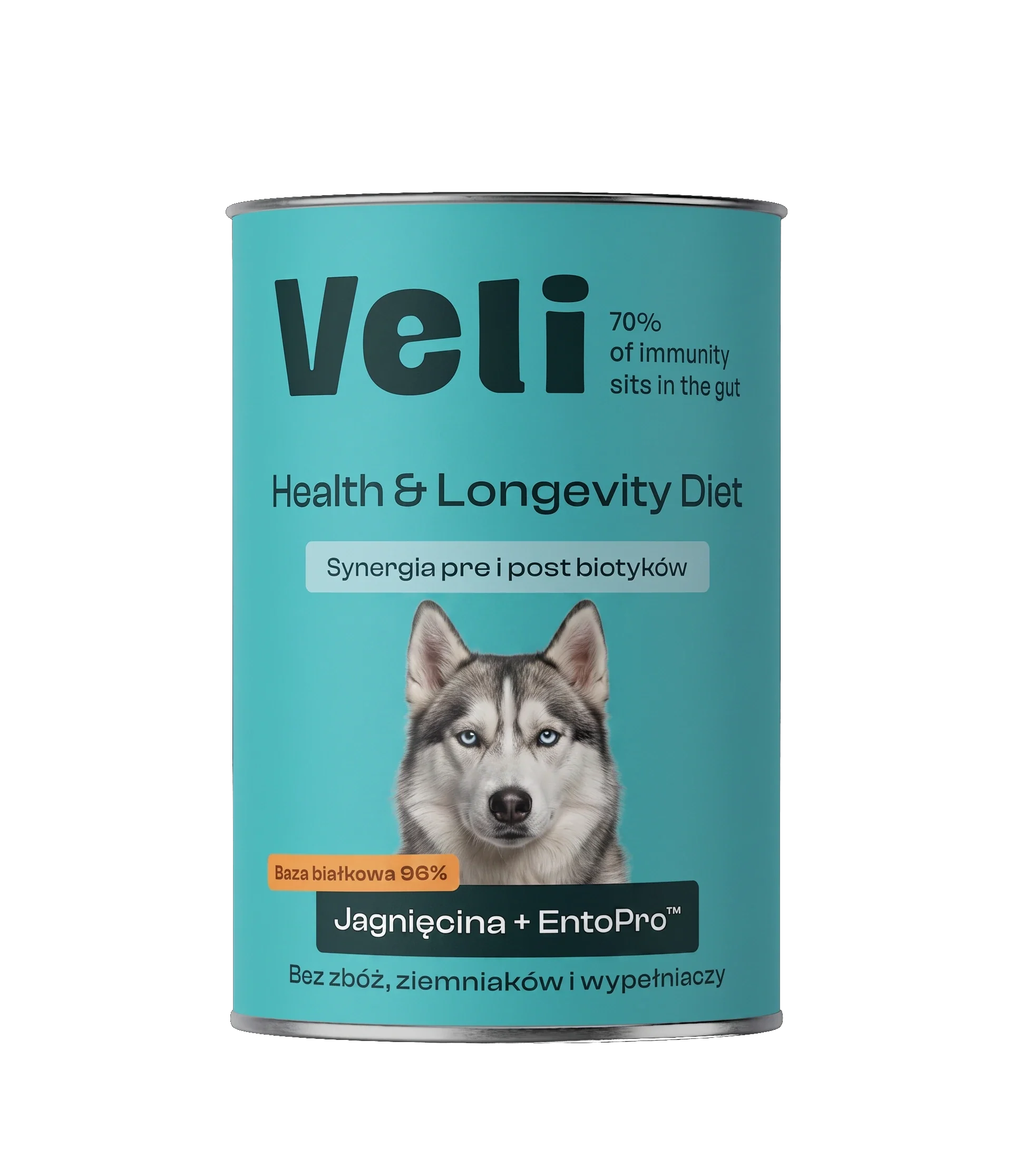 Wizualizacja puszki Veli Lamb + EntoPro™ Recipe z husky na etykiecie