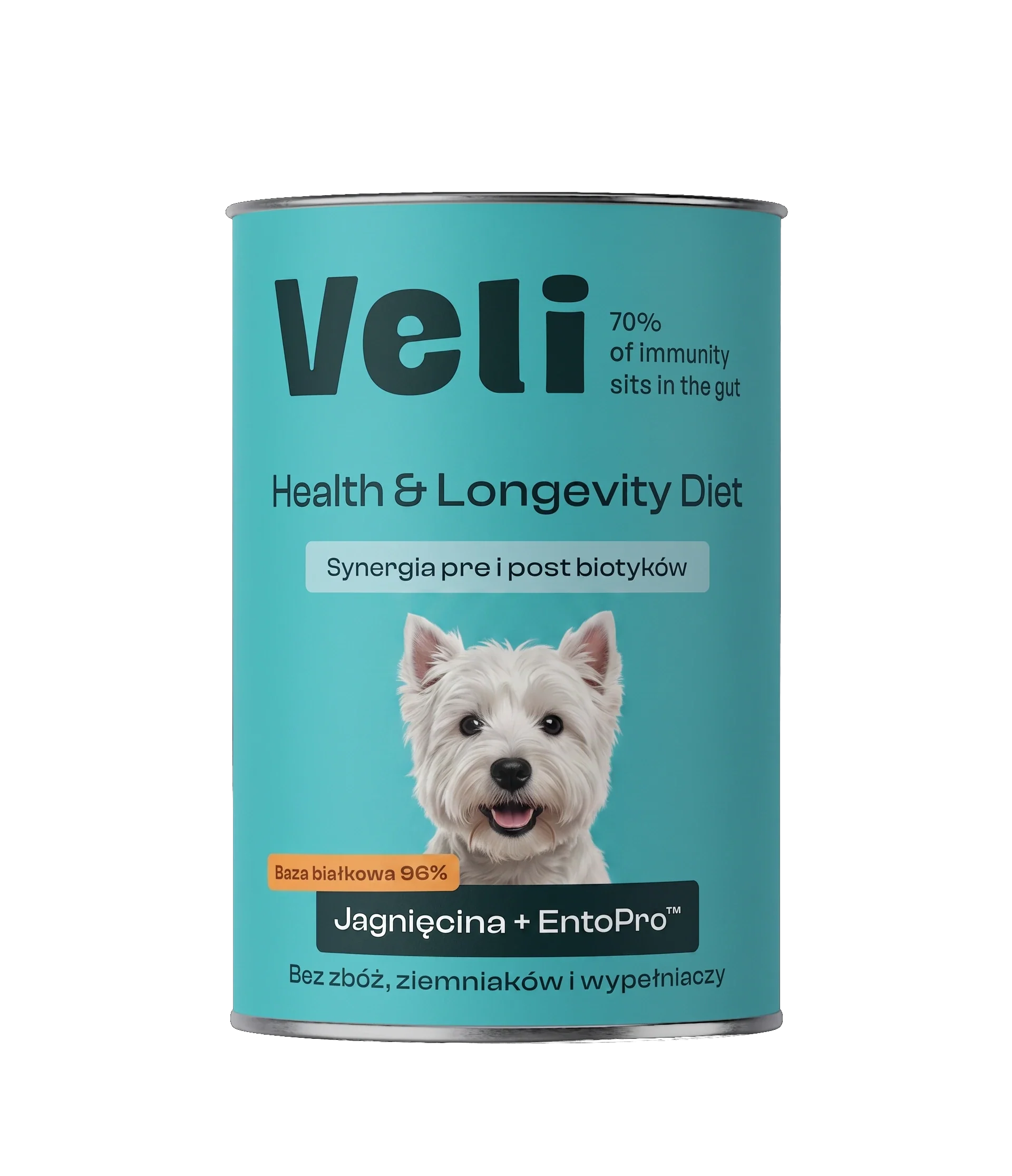 Wizualizacja puszki Veli Lamb + EntoPro™ Recipe z westa na etykiecie